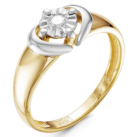 Кольцо, золото, бриллиант, 01-2026